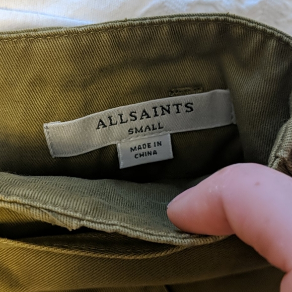 All Saints Sz S Yellow Green Paperbag Shorts - Picture 2 of 3